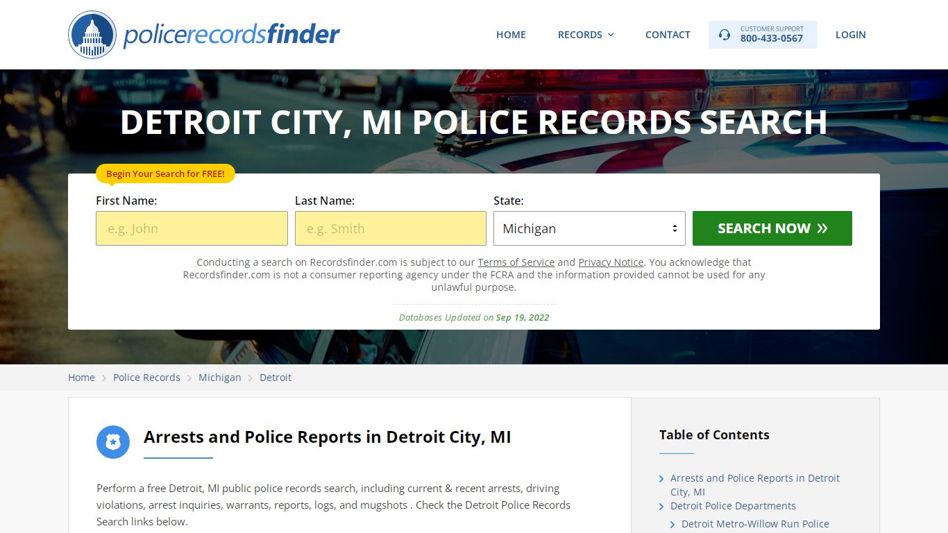 DETROIT CITY, MI POLICE RECORDS SEARCH - RecordsFinder